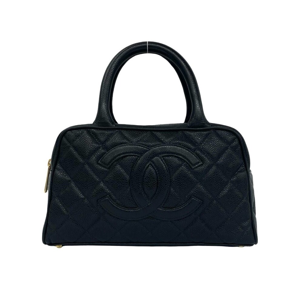 CHANEL Chanel Coco Mark Caviar Skin Leather Genuine Handbag Mini Boston Bag B...